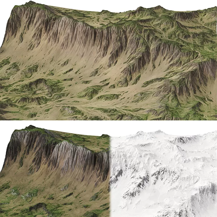 Mountains Terrain - 3 textures 3D Model