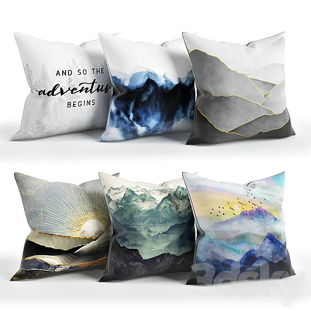 Mountains_Pillow_Set_001 3DModel