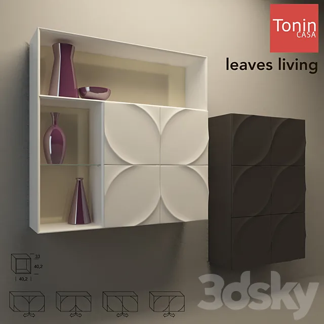 Mounted modular cabinets Leaves Living 3DModel