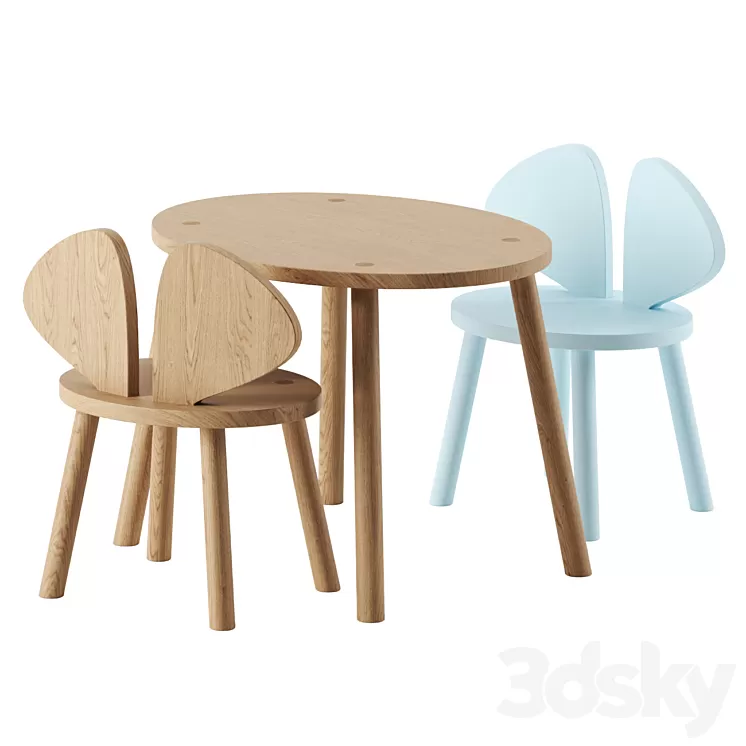 MOUSE CHAIR & TABLE by Nofred 3D Model