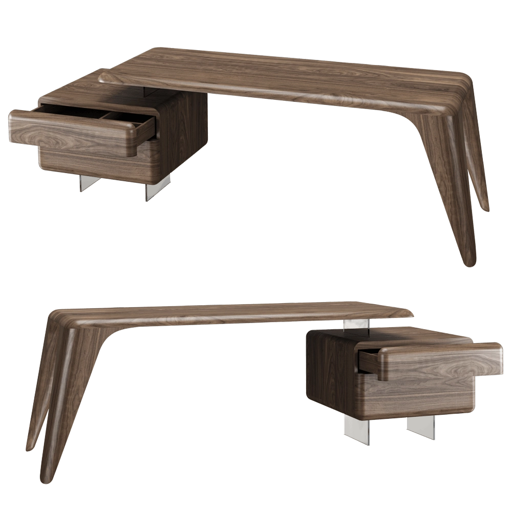 Mozea - Desk Boomerang with small drawer unit 3D Model