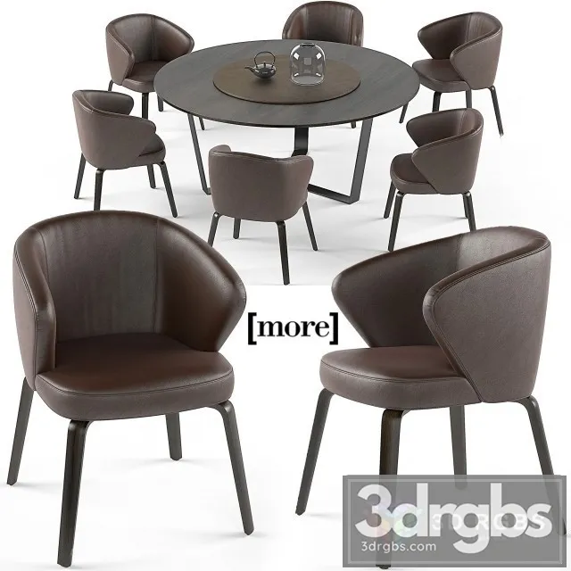 Mudi Armchair Pero Round Table Set 3D Model Free