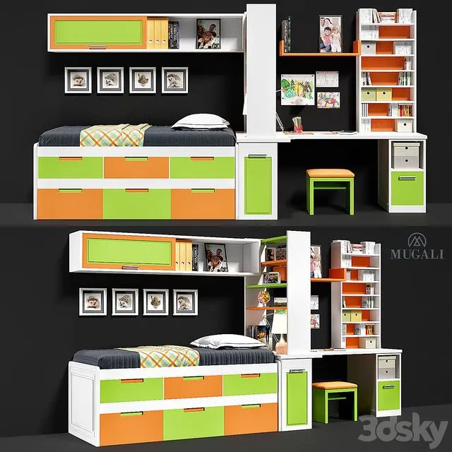 Mugali Juvenile №101 Children cabinet furniture 3D Model