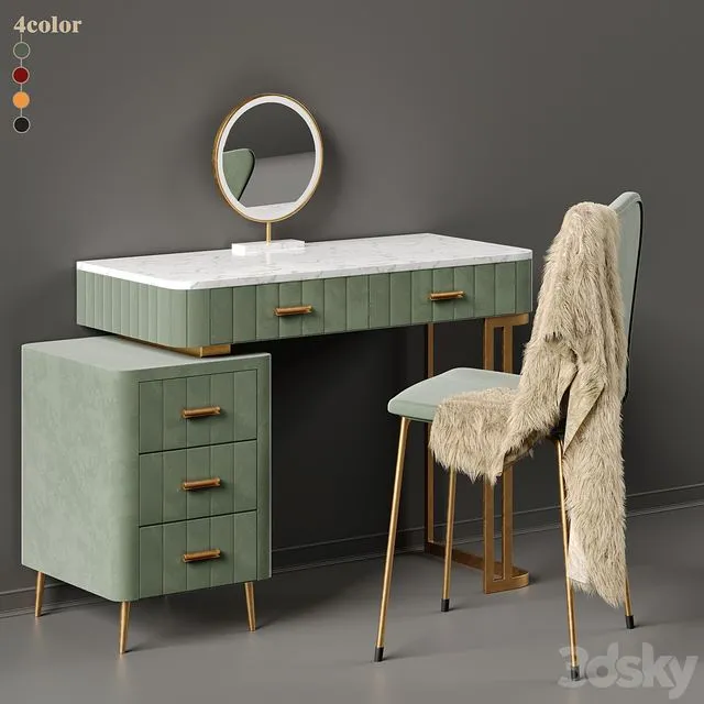 Multi Color Velvet Dressing Table By Saleh 3D Model
