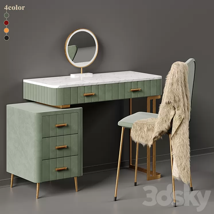 Multi Color Velvet Dressing Table By Saleh 3D Model
