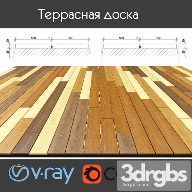 Multi-colored decking on logs 4 species option 5 3D Model Free
