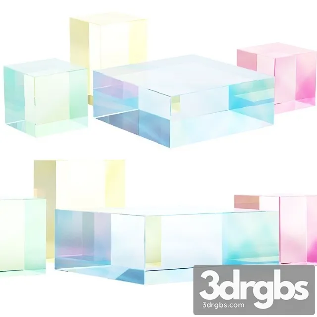 Multi Colored Pearl Custom Coffee Table 03 3D Model Free