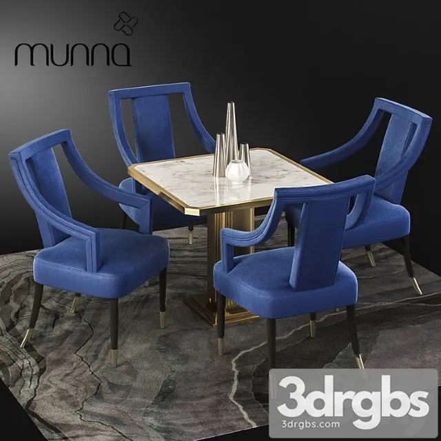 Munna Design Dining Set With Corset Chair Table And Decor 1 3D Model Free