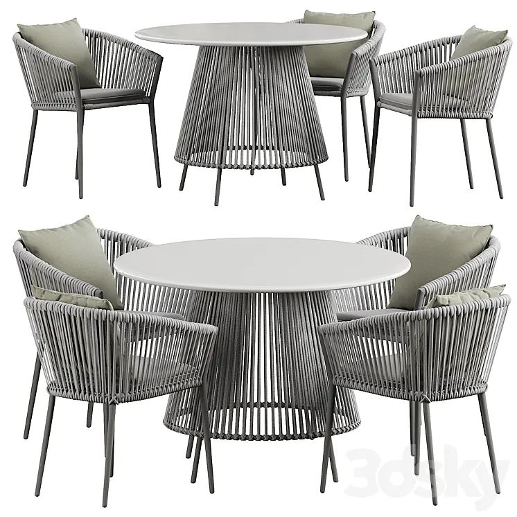 Muse dining table Silver round 3D Model Free