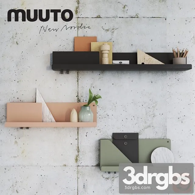 Mutto Folded Shelves With Decor 3D Model Free