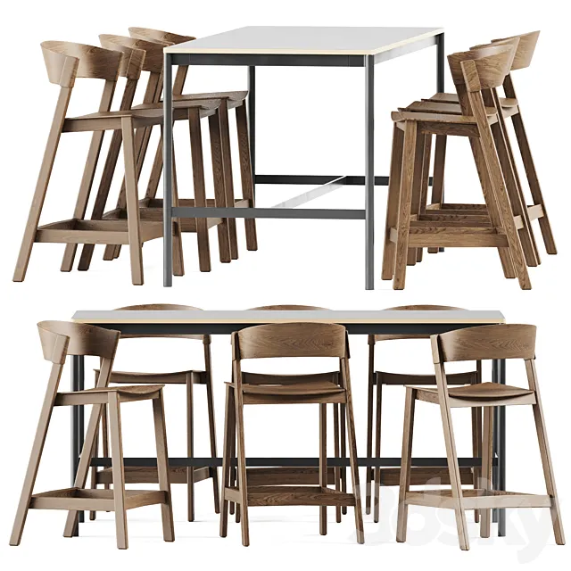 Muuto Base Table High and Muuto Cover Counter Stool 3DModel