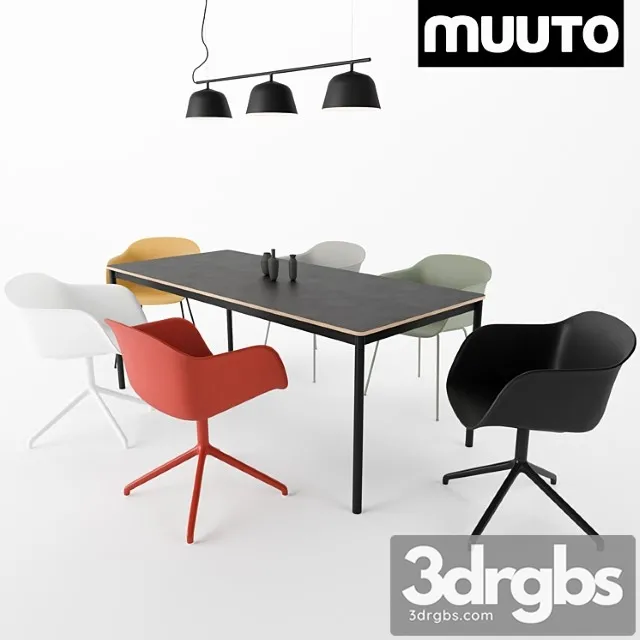 Muuto fiber armchair ambit rail lamp base table 2 3D Model Free