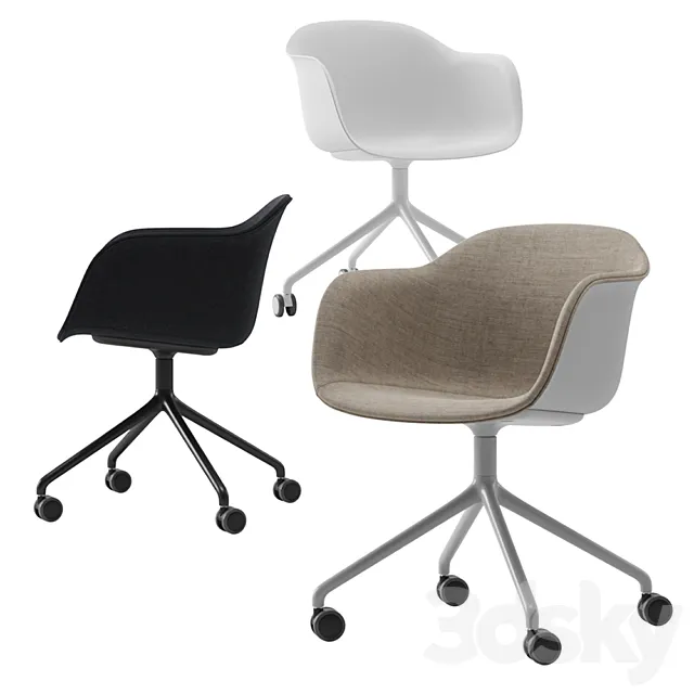 Muuto Fiber armchair swivel base w 3D Model