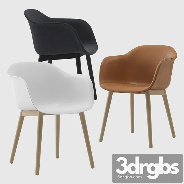Muuto fiber armchair wood base 2 3D Model Free