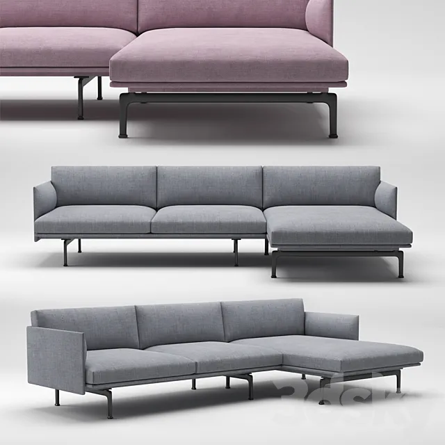 Muuto outline chaise longue 3D Model