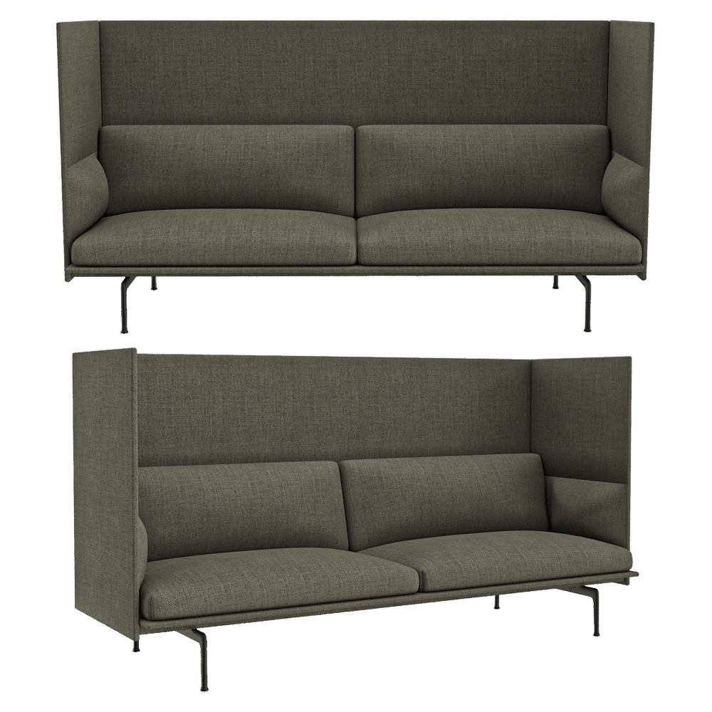 Muuto - Sofa with high back Outline 2 seater 3D Model
