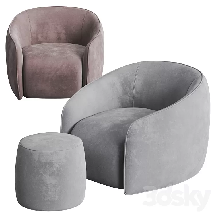 My Home Collection Baloo Armchair and Pouf 3D Model