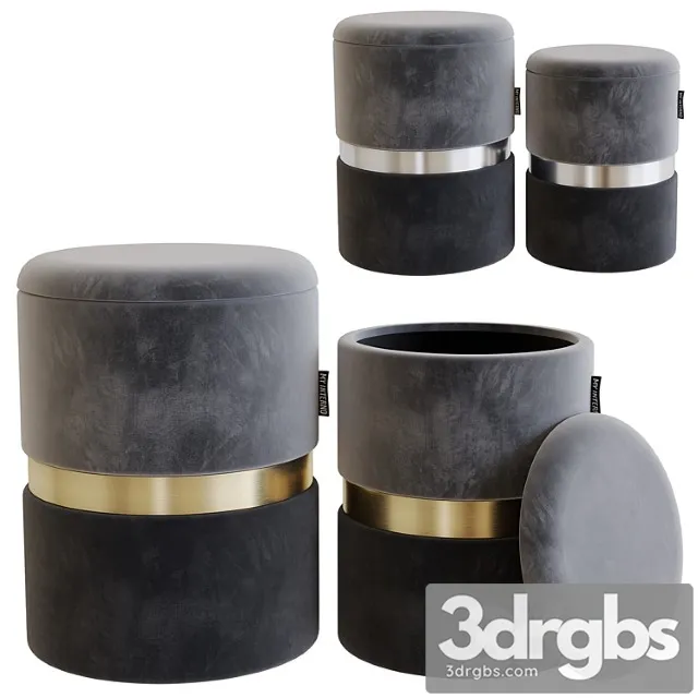 My interno. my18a060gs (small + big) set of 2 new-york ottomans (silver + gold) 2 3D Model Free