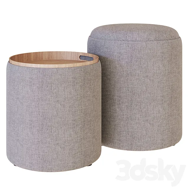 My Interno. Set of 2 Scandi ottomans (small + big) 3D Model