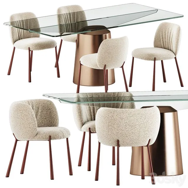 Mys Chairs and Spike Table by Midj 3D Model