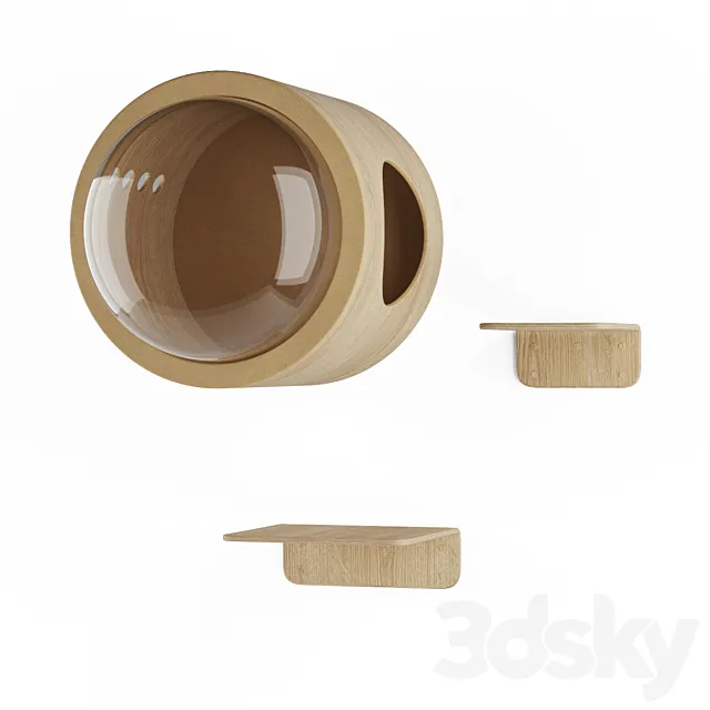 MYZOO - SPACESHIP GAMMA + LACK Lodge for a cat and a shelf 3D Model