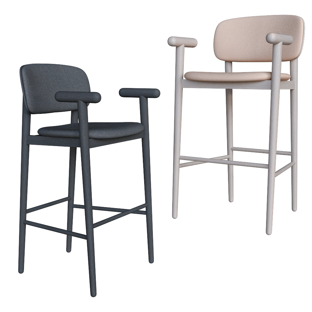 MZPA - Barstool Mild with armrests and soft back 3D Model