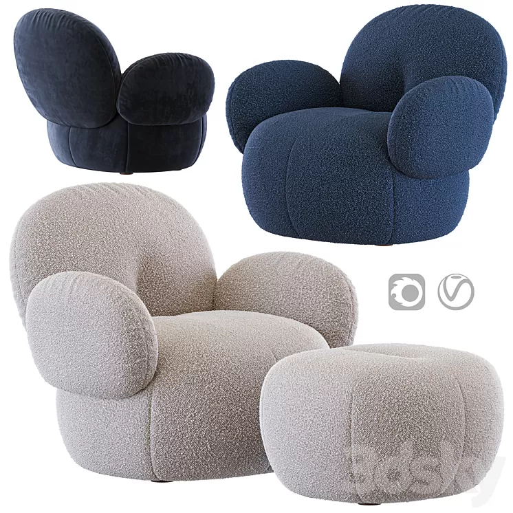 Nana Love Armchair and pouf by Freifrau 3D Model Free Download