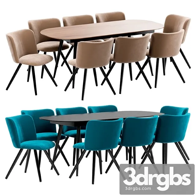 Naples Dining Chair and Marble Table 3D Model Free