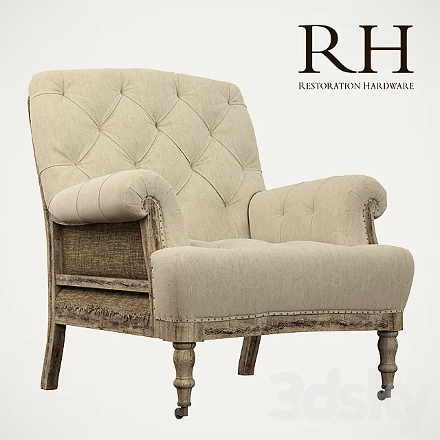 Napoleon deconstructed tufted roll armchair 3D Model