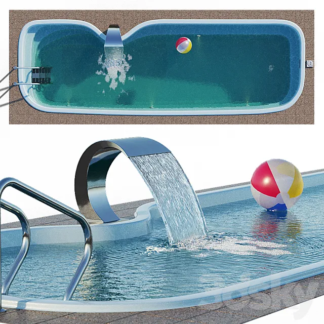 Narbonne composite pool with waterfall Free Download