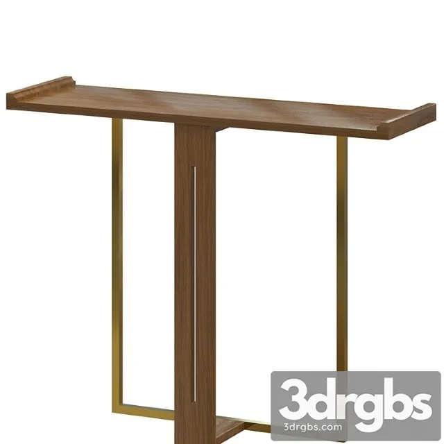 Narrow console table for entryway foyer black solid wood & gold metal in small 2 3D Model Free