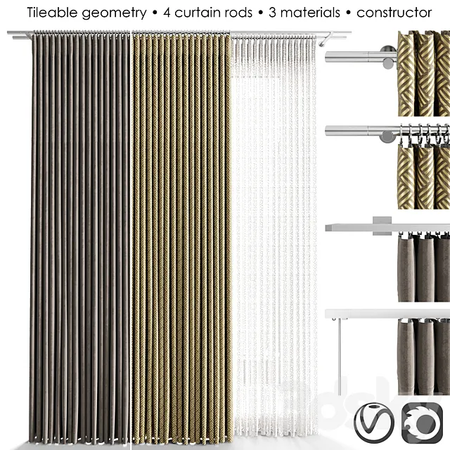 Narrow Curtain Constructor 3D Model