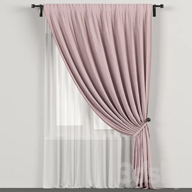 Narrow pink curtains in the background with tulle. Free Download