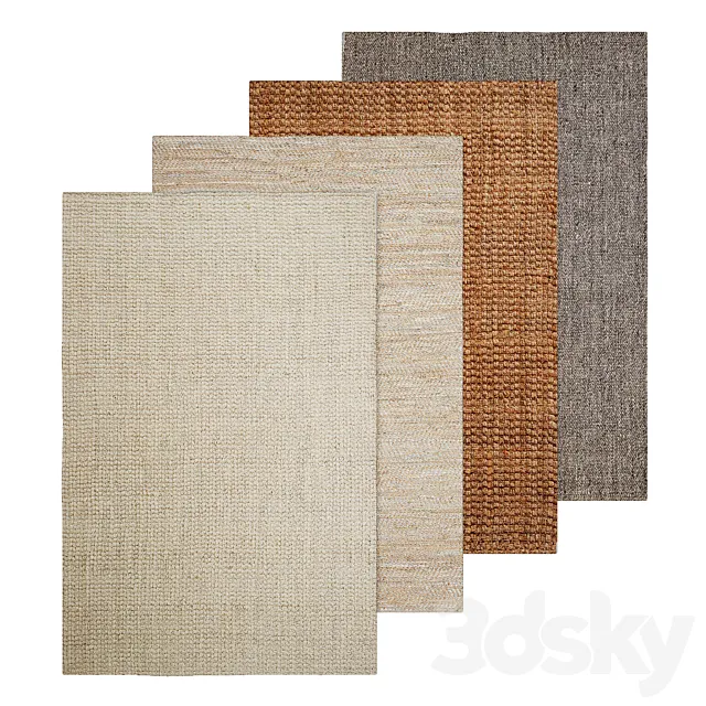 Natural Basket Weave Jute Rug 3D Model