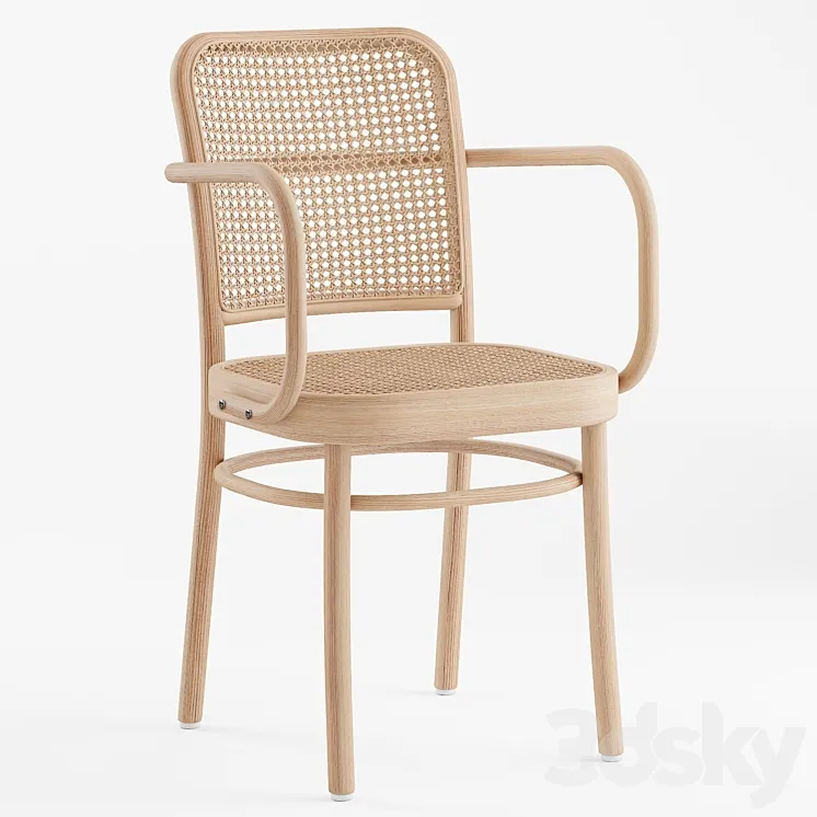 Natural beech armchair 3D Model Free