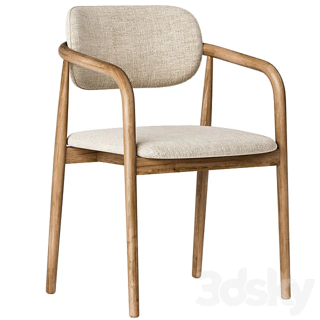 Natural Beige Dining Chair 3D Model
