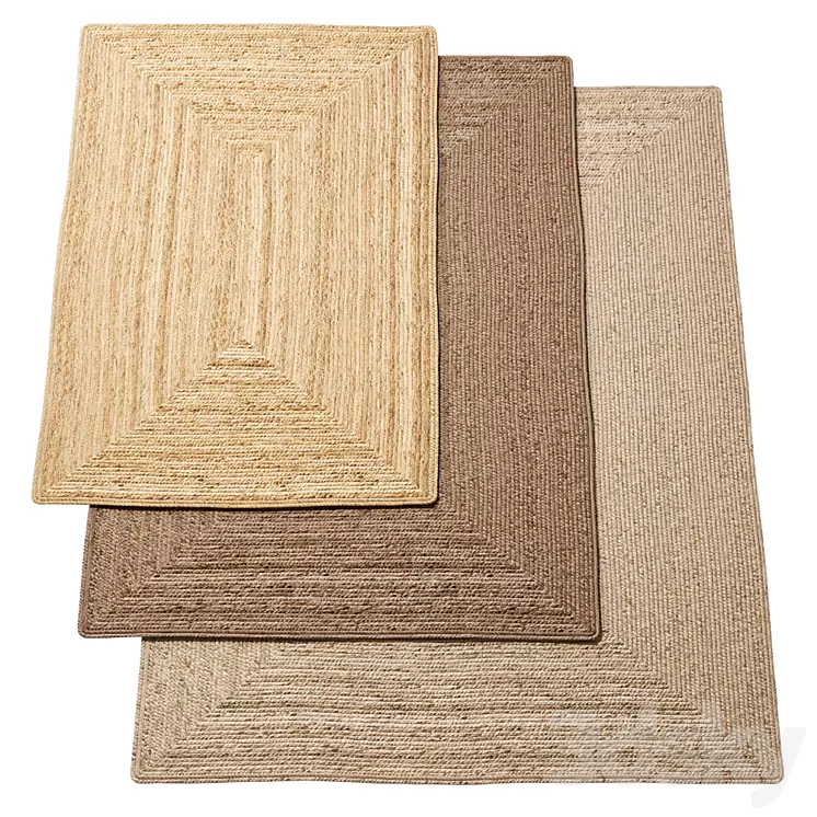 Natural braided jute rug 3D Model Free