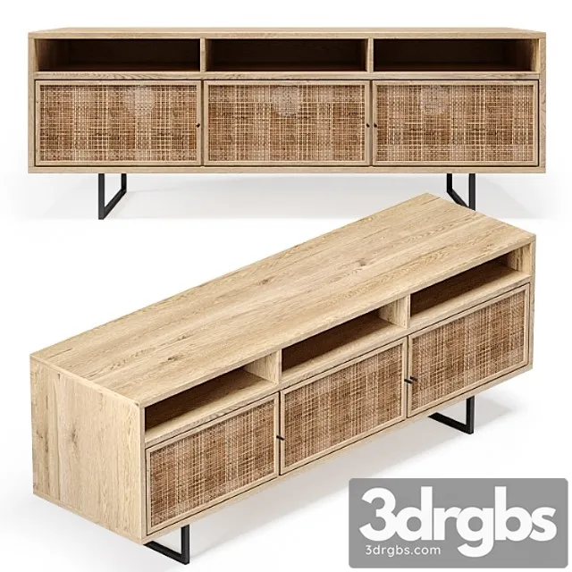 Natural cane media console 2 3D Model Free