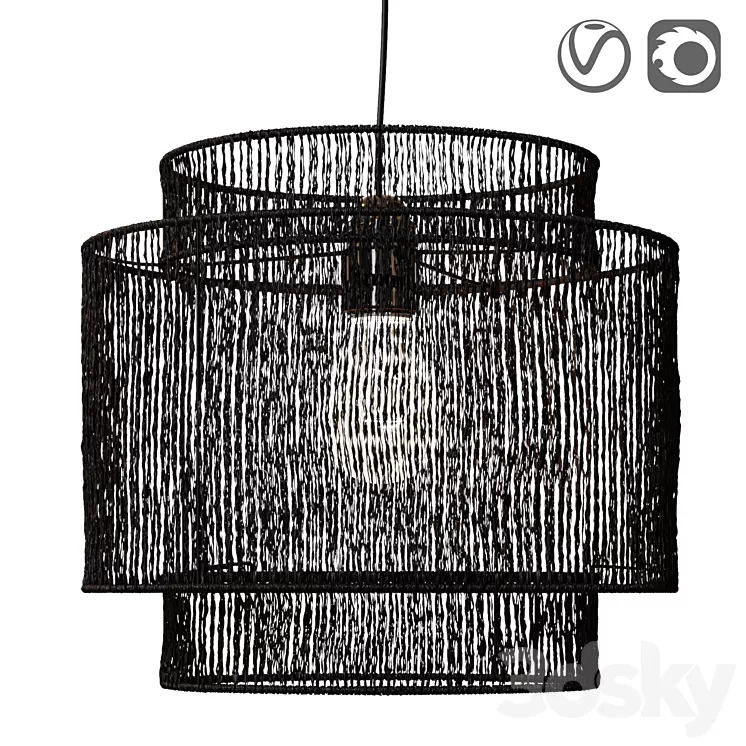 Natural hemp lamp Yaku 3D Model