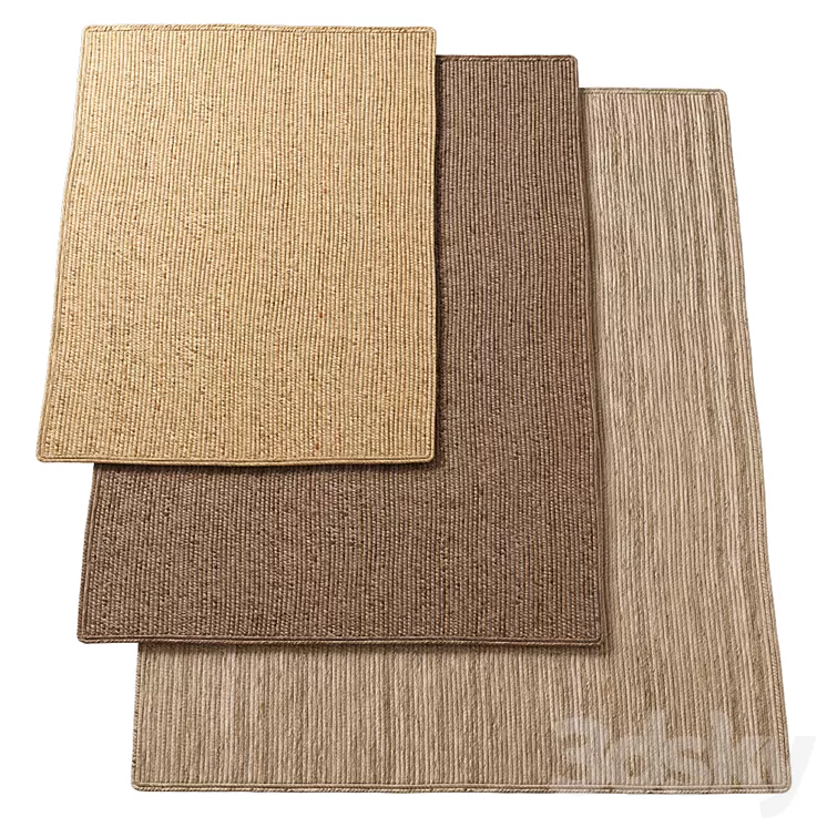 Natural Lengthwise Braided Jute Rug 3D Model Free