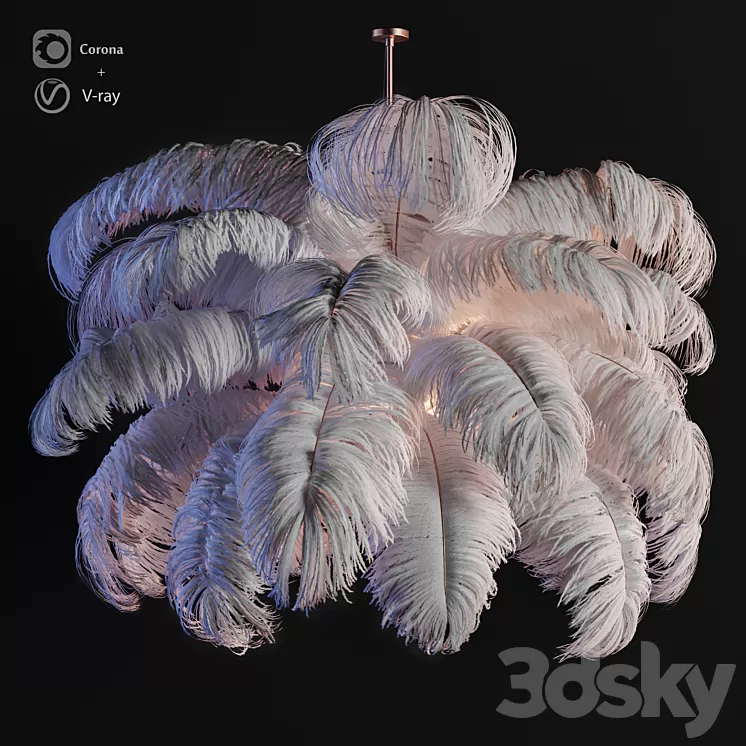 Natural Ostrich Feather Modern Chandelier
