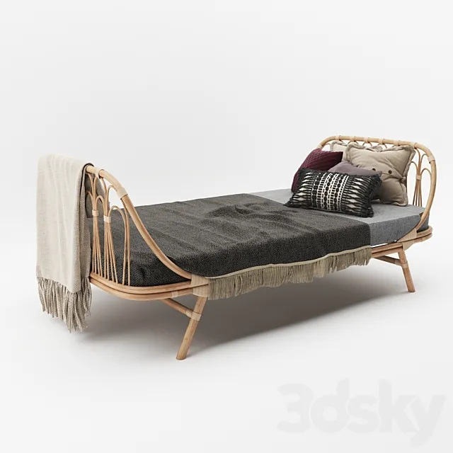 Natural Rattan Day Bed 3DModel