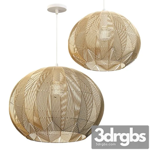 Natural round rattan pendant 3D Model Free