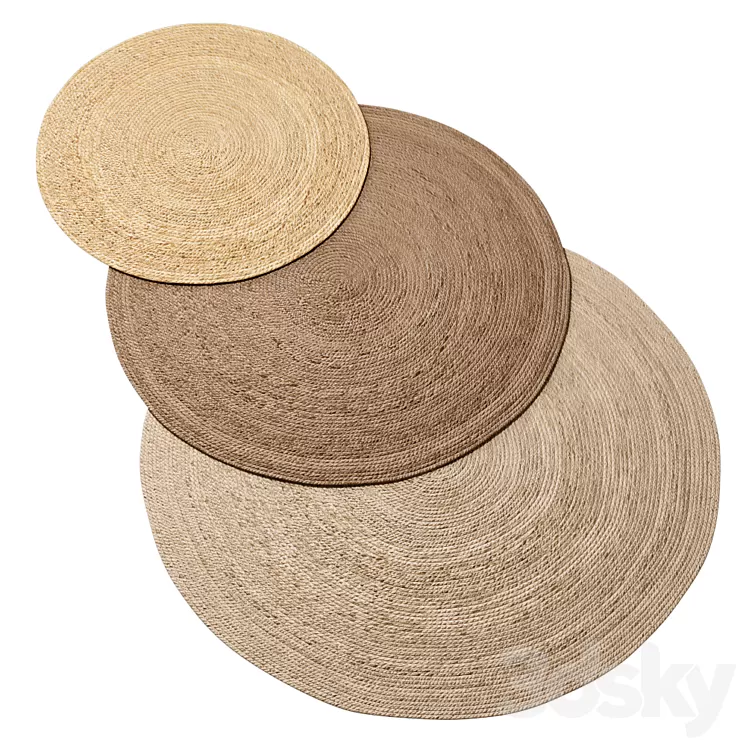 Natural Round Spiral Braided Jute Rug