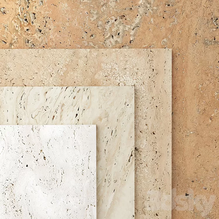 Natural stone set 02 3D Model Free