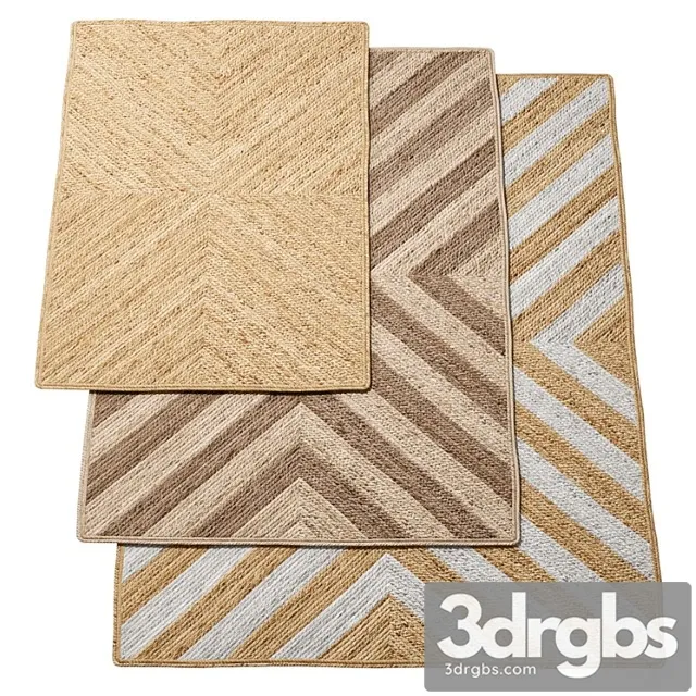 Natural X Shape Braided Jute Rug 3D Model Free