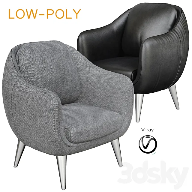 Natuzzi Italia Platea Armchair (low poly) 3DModel