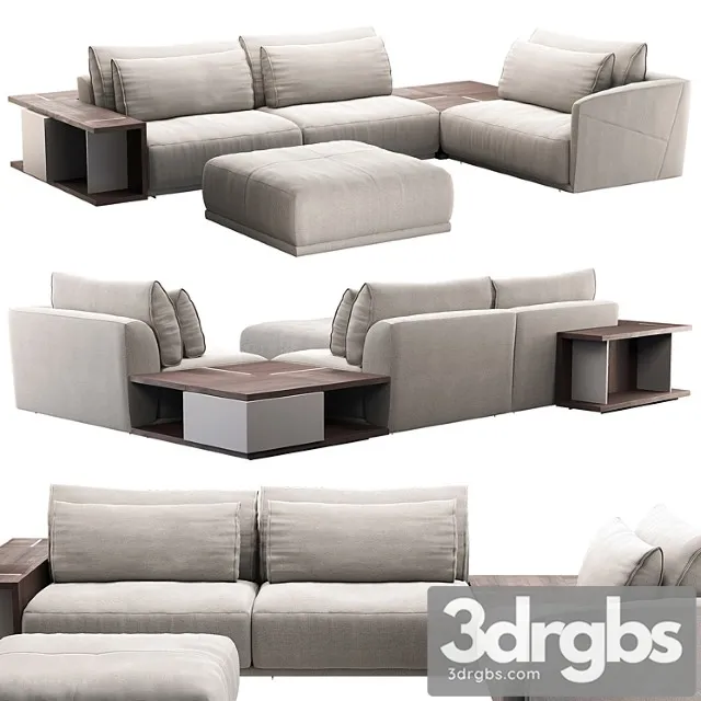 Natuzzi long beach sofa 2 3D Model Free