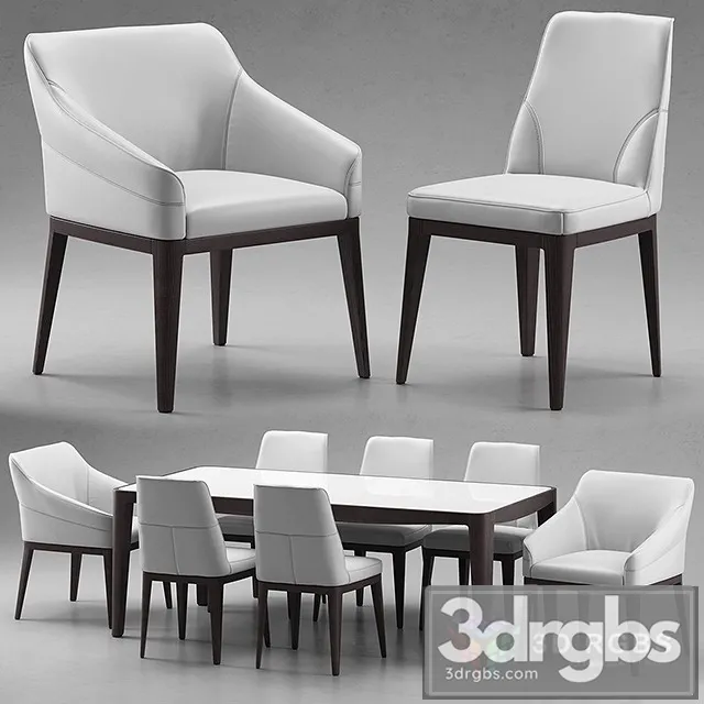 Natuzzi Minerva Table and Chair 3D Model Free