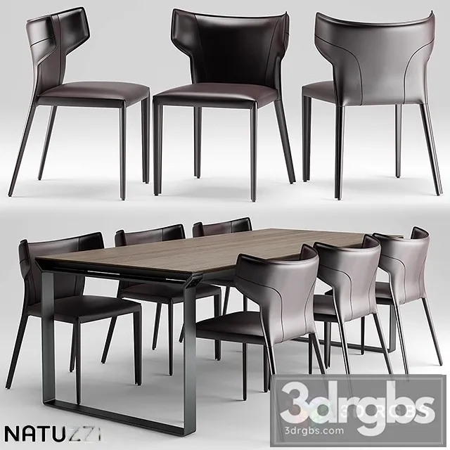 Natuzzi Omega Table Pigreco Chair 3D Model Free